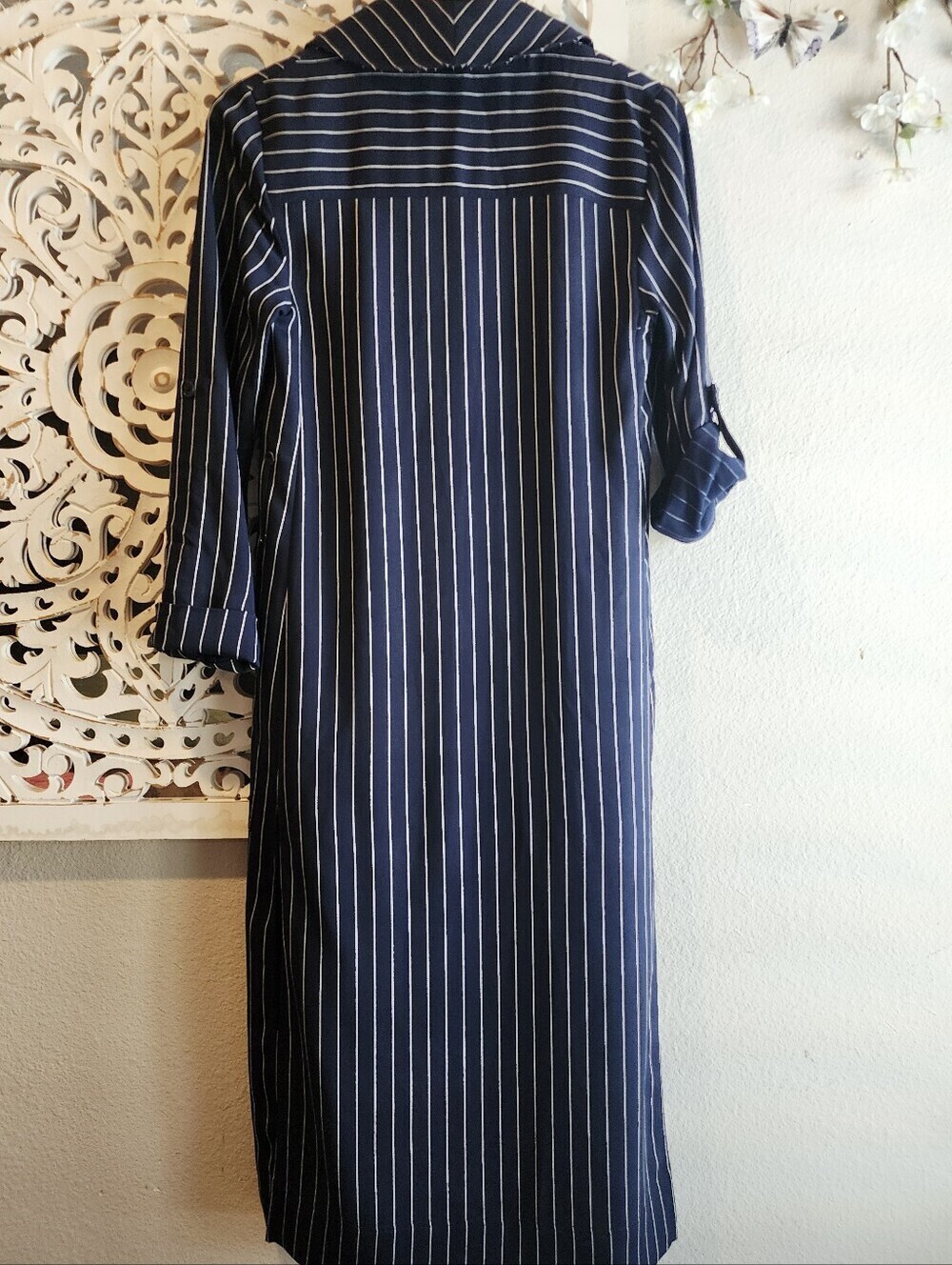 BABATON KAHlO ROBE NAVY WRAP JACKET STRIPES PATCH POCKETS RECYCLED MAYERIAL XXS - Picture 15 of 16